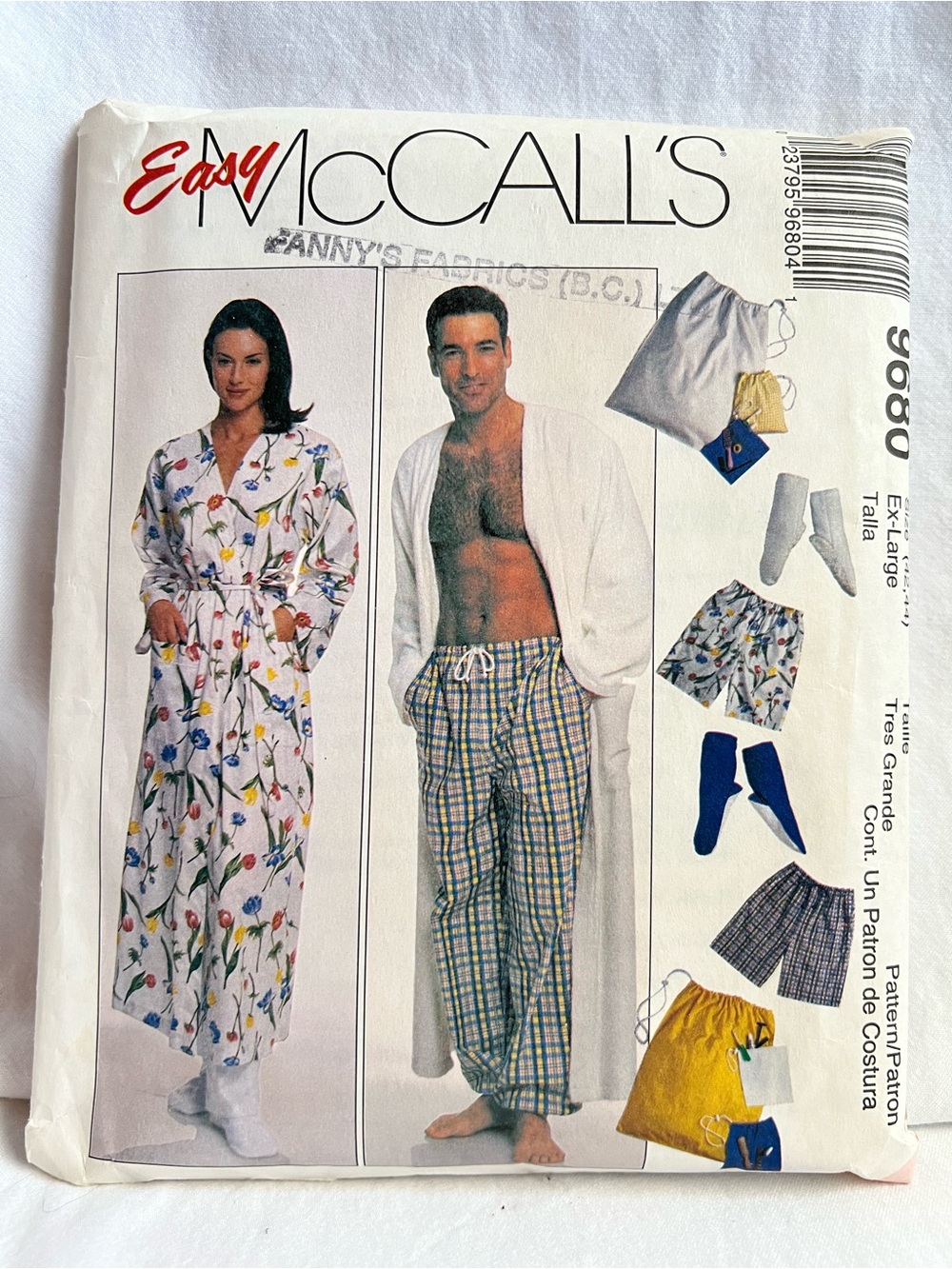 5/$20 McCall’s 9680 Easy Sewing Pattern Unisex Pajamas Robe Shorts Pants XL